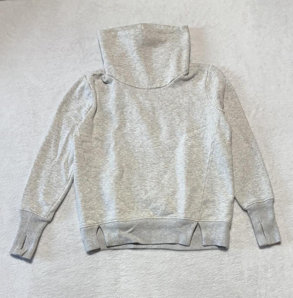 Athleta Pullover Sweatshirt Womens Extra Small Gray Funnel Neck Thumbholes